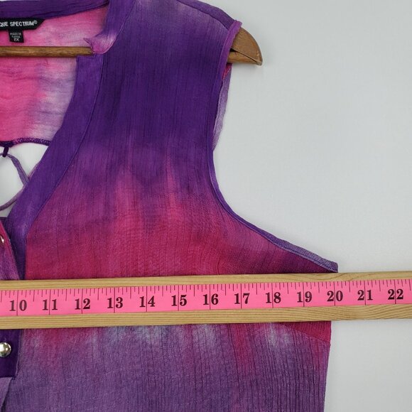 Womens 2X Sleeveless Ombre Tank Top Unique Spectrum Purple Pink Boho High Low - Picture 13 of 15
